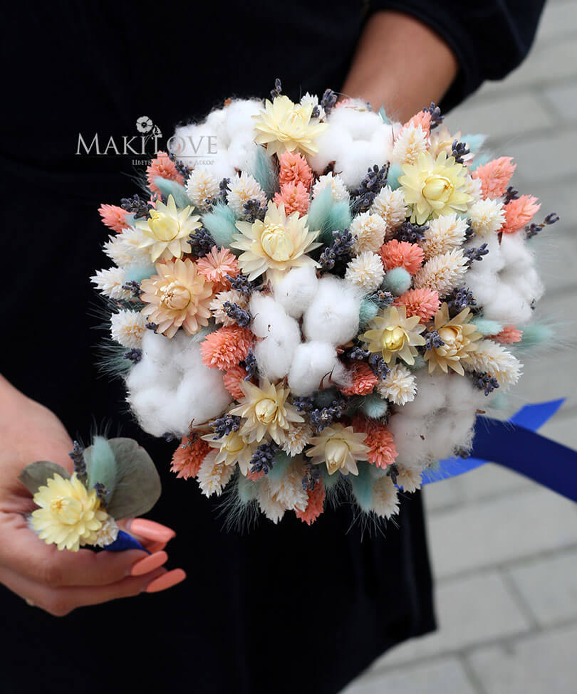Свадебный букет невесты из сухоцветов №36
