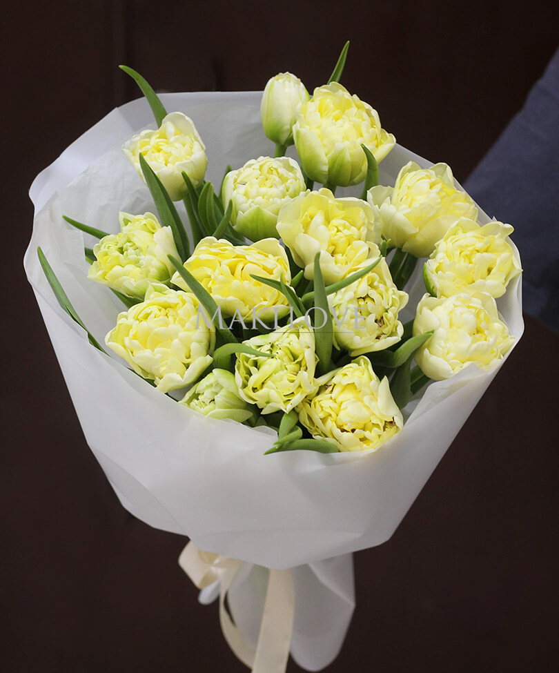 Букет из 15 пионовидных тюльпанов