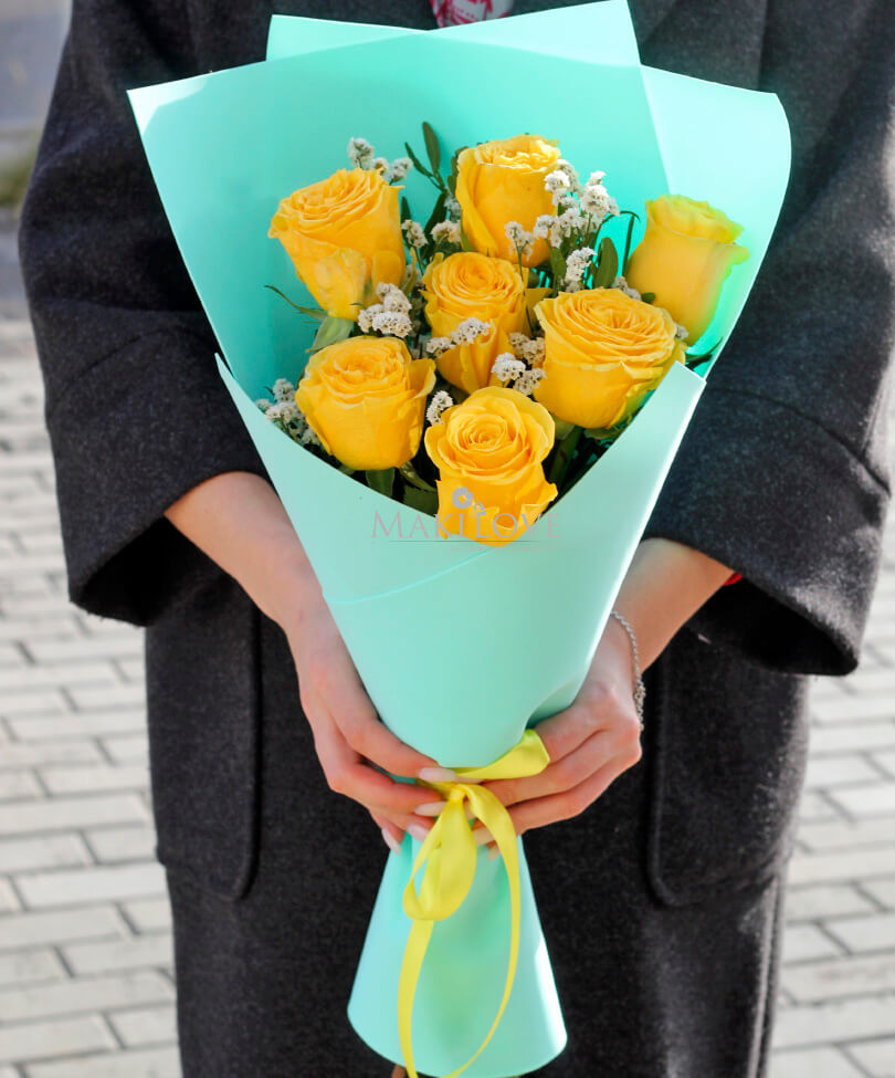 Букет 7 желтых роз «Моё солнышко»