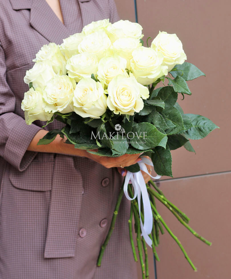 Букет 15 белых роз «Premium»