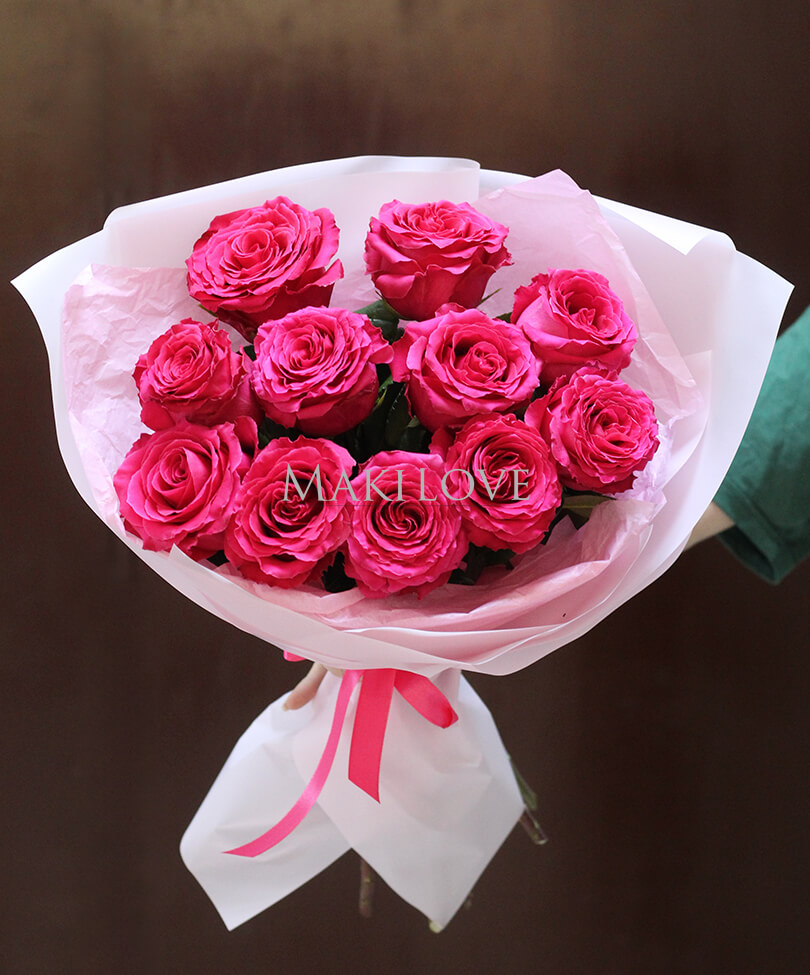 Букет 11 розовых роз