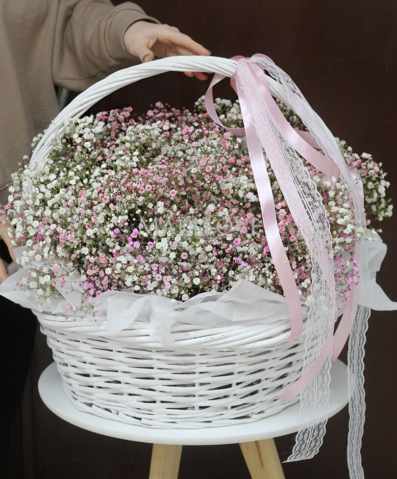 Облако гипсофил в корзине