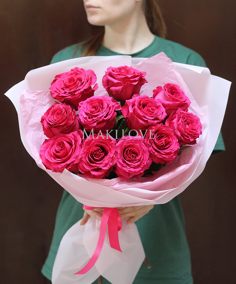 Букет 11 розовых роз