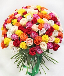 Букет 101 разноцветная роза