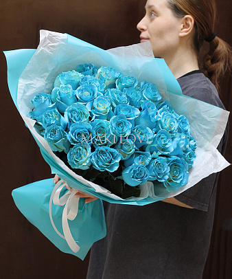 Букет из 35 синих роз