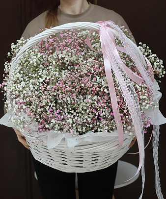 Облако гипсофил в корзине