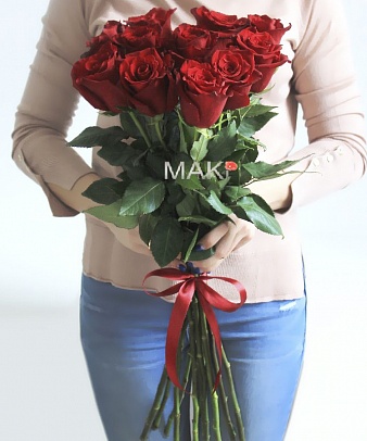 Роскошный букет 11 красных роз «Premium»